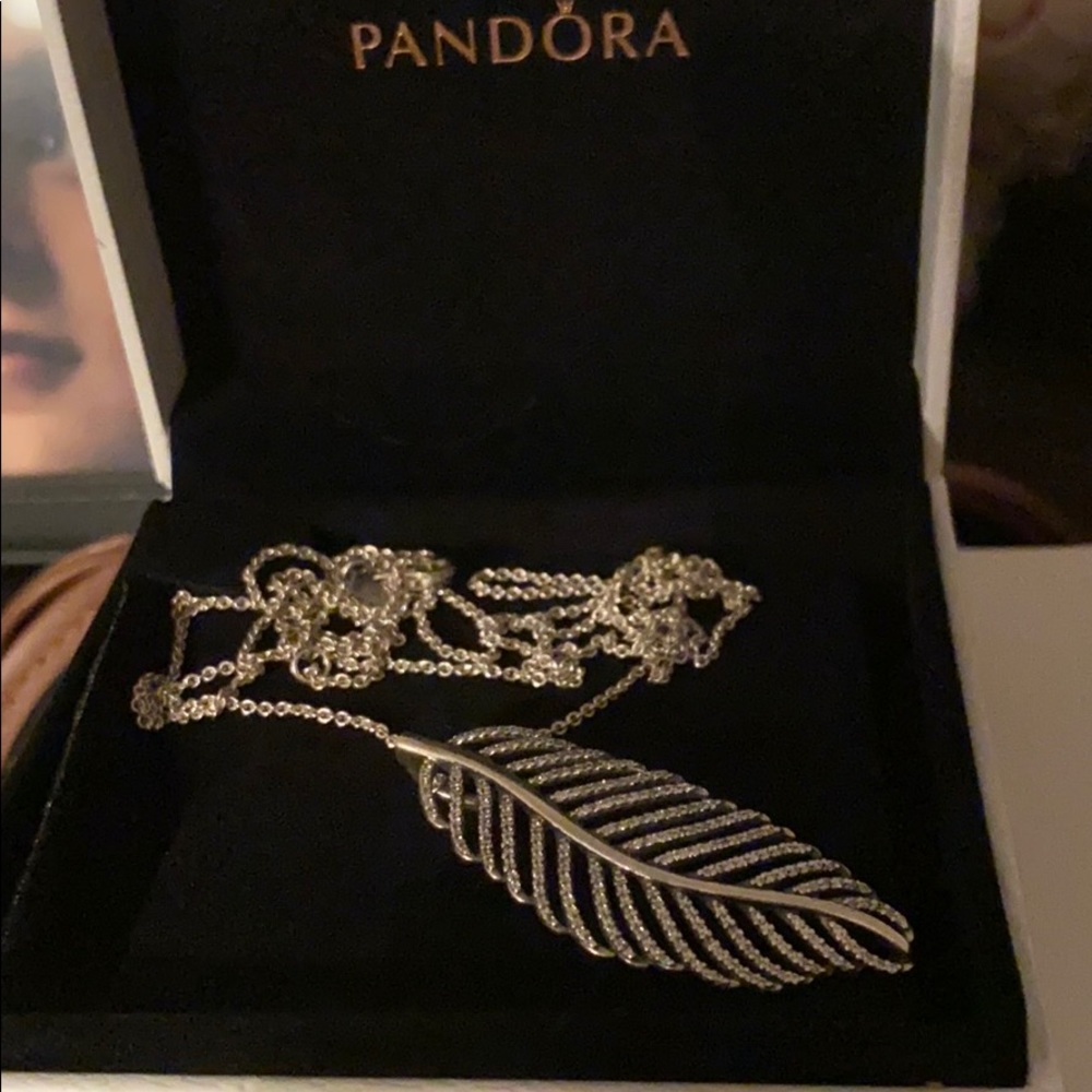 PANDORA LEAF CHARM AND NECKLACE SET